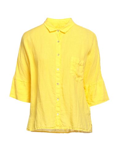 120% Woman Shirt Light Yellow Size 2 Linen