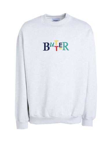 Butter Goods Scope Embroidered Crewneck Man Sweatshirt Light Grey Size Xl Cotton, Polyester In Grey