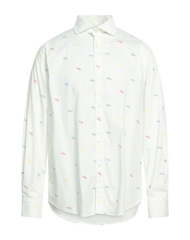Paul & Shark Man Shirt White Size 17 ½ Cotton, Elastane