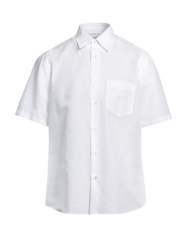 Shop Dunhill Man Shirt White Size Xxl Linen, Cotton