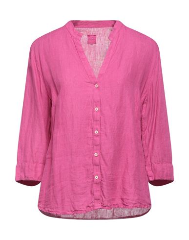 120% Woman Shirt Fuchsia Size 12 Linen In Pink