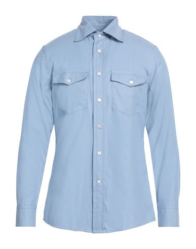 Dunhill Man Shirt Light Blue Size M Lyocell, Cotton