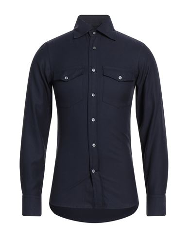 Shop Dunhill Man Shirt Midnight Blue Size Xxl Lyocell, Cotton