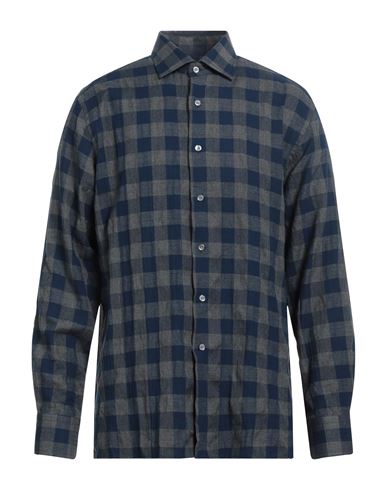 Dunhill Man Shirt Navy Blue Size Xxl Cotton, Polyester, Rayon