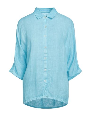 120% LINO 120% LINO WOMAN SHIRT TURQUOISE SIZE L LINEN 