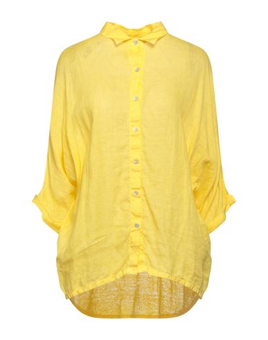 120% Woman Shirt Light Yellow Size 2 Linen In Yellow