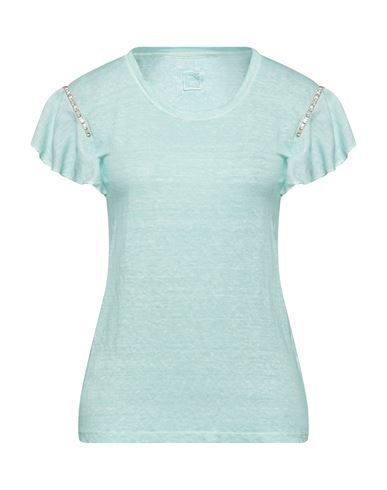 120% Woman T-shirt Turquoise Size S Linen In Blue