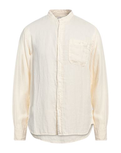 Woolrich Band Collar Linen Shirt Man Shirt Cream Size M Linen In White