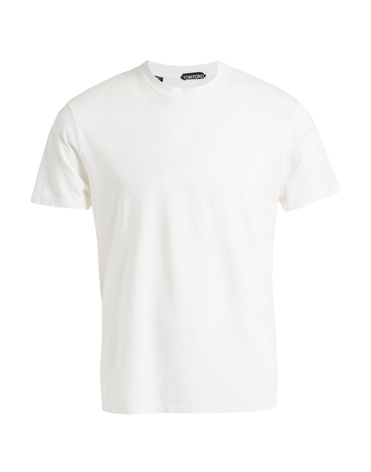 Tom Ford White Crewneck T-shirt With Tf Embroidery In Lyocell And Cotton Blend Man In White