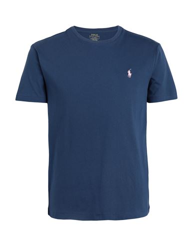 Polo Ralph Lauren Custom Slim Fit Jersey Crewneck T-shirt Man T-shirt Slate Blue Size Xxl Cotton