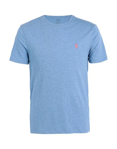 Polo Ralph Lauren Custom Slim Fit Jersey Crewneck T-shirt Man T-shirt Light Blue Size Xxl Cotton