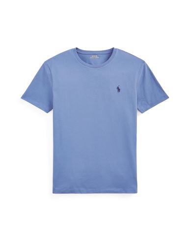 Shop Polo Ralph Lauren Custom Slim Fit Jersey Crewneck T-shirt Man T-shirt Pastel Blue Size L Cotton