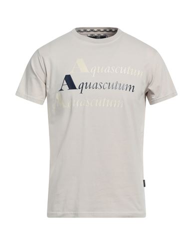 Aquascutum Man T-shirt Beige Size M Cotton, Elastane In Gray