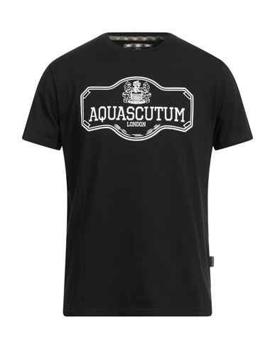 Aquascutum Man T-shirt Black Size L Cotton, Elastane