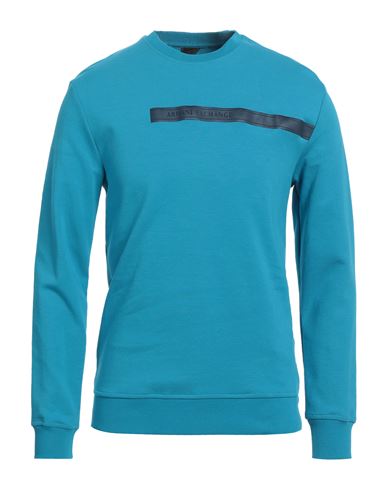 Armani Exchange Man Sweatshirt Azure Size M Cotton, Polyester, Elastane In Blue