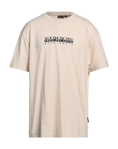 Napapijri Man T-shirt Beige Size Xxl Cotton In Neutral