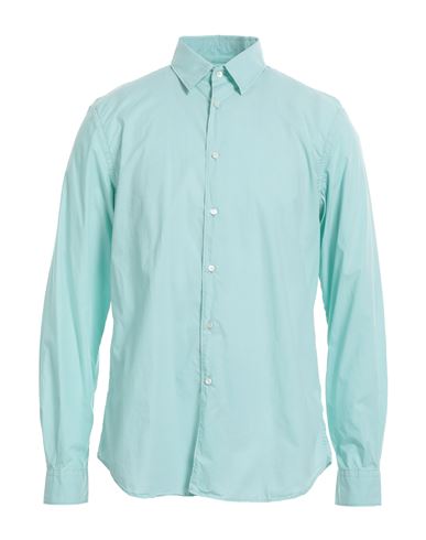 Aspesi Man Shirt Turquoise Size 15 Cotton In Blue