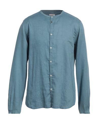Officina 36 Man Shirt Slate Blue Size Xxl Linen