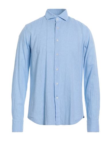 Alea Man Shirt Sky Blue Size 16 Linen, Cotton