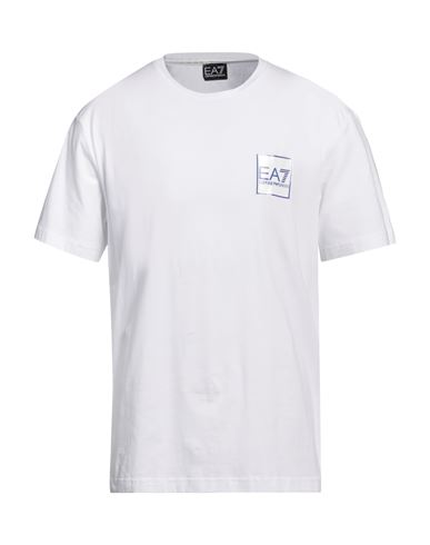 Ea7 Man T-shirt White Size Xxl Cotton, Elastane
