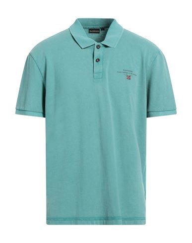 Napapijri Man Polo Shirt Turquoise Size Xxl Cotton In Blue