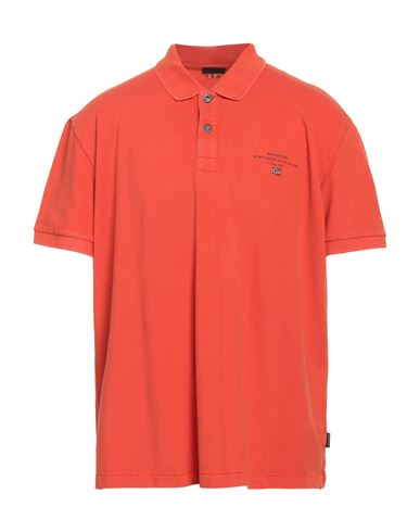 Napapijri Man Polo Shirt Orange Size 3xl Cotton