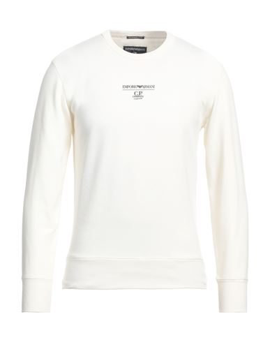 Emporio Armani For C. P. Company Man Sweatshirt Ivory Size Xs Cotton In White