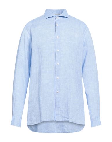 Altea Man Shirt Light Blue Size 17 Linen