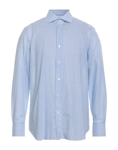 Finamore 1925 Man Shirt Light Blue Size 15 Cotton, Linen