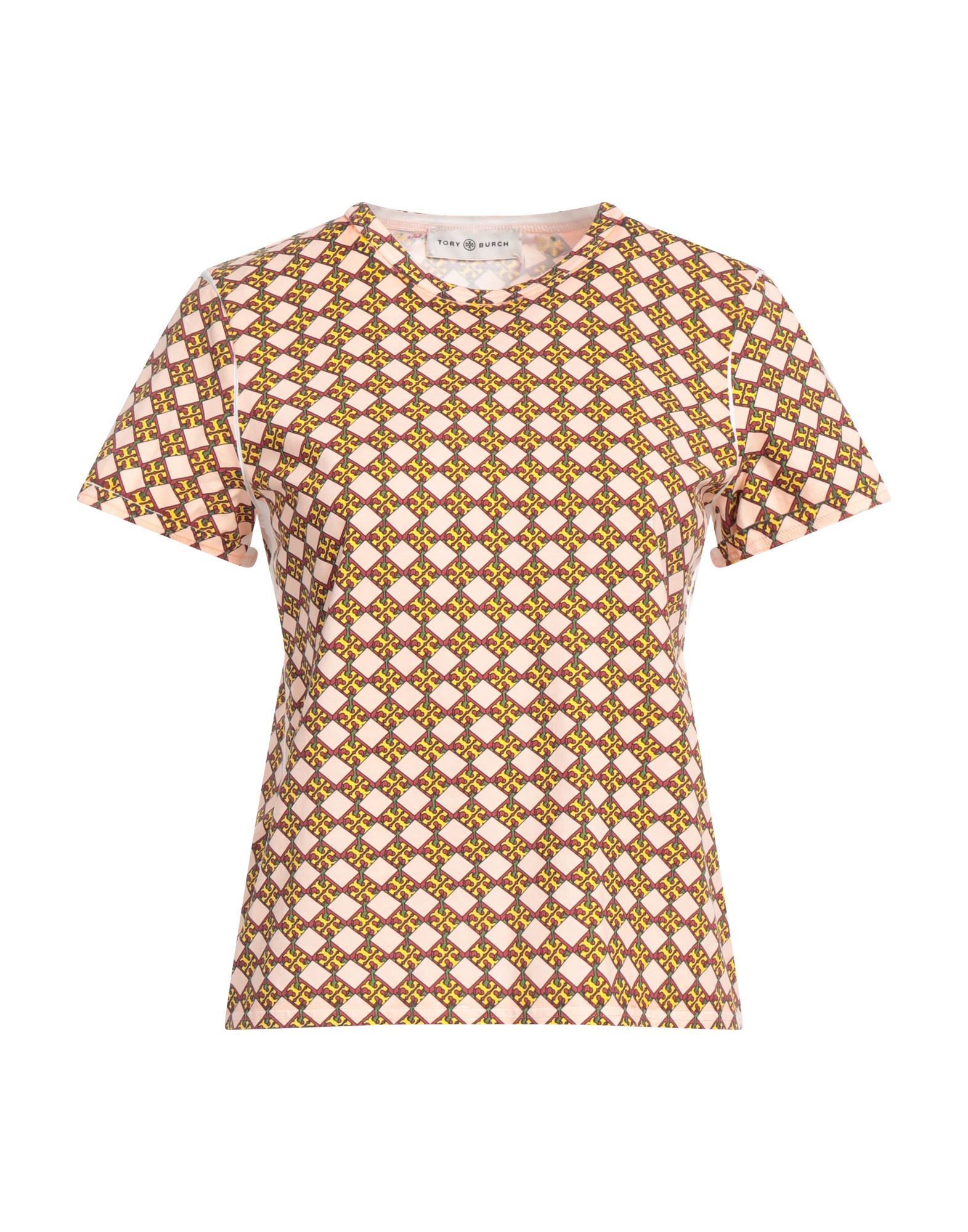 Tory Burch Logo Checker-print T-shirt In Pink
