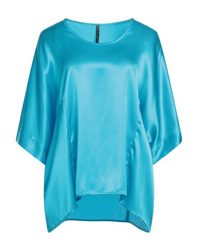Manila Grace Woman Blouse Turquoise Size 12 Silk In Blue