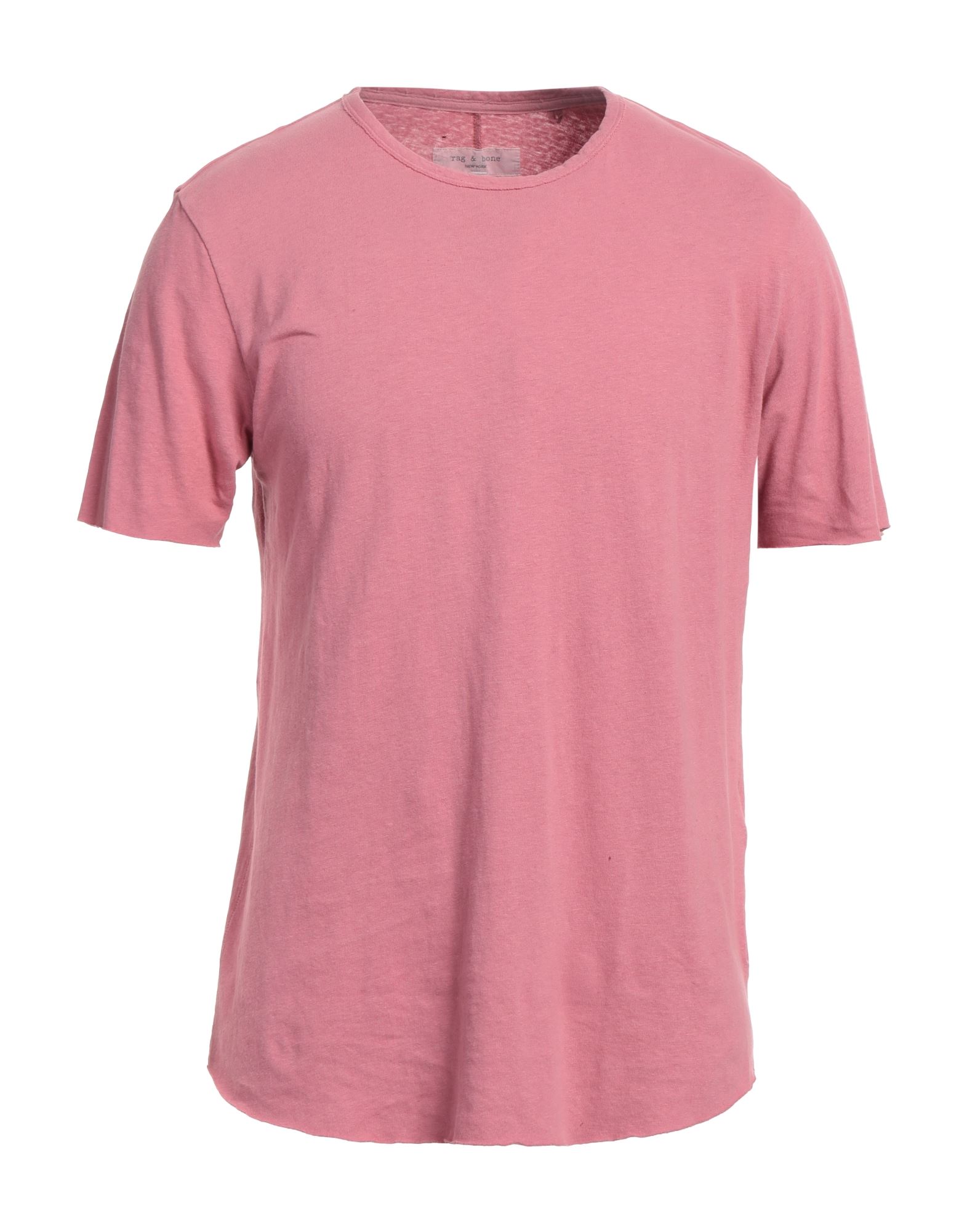 Rag & Bone Man T-shirt Pastel Pink Size Xl Linen, Cotton In Pink