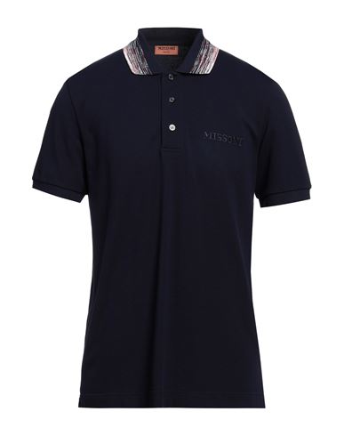 Missoni Man Polo Shirt Navy Blue Size L Cotton