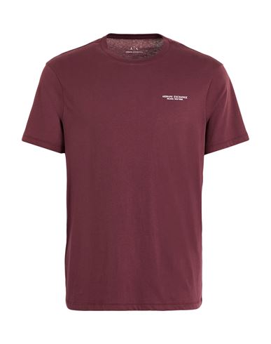 Armani Exchange Man T-shirt Burgundy Size L Cotton In Burgundy