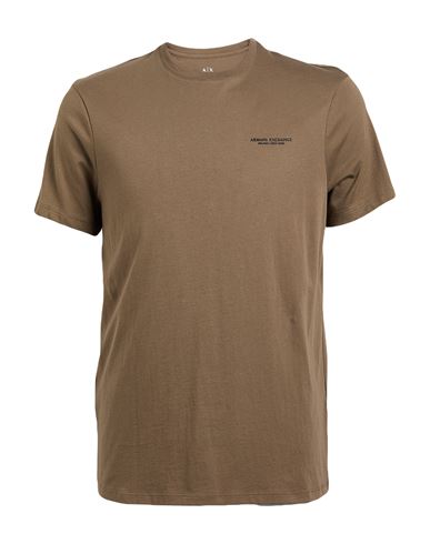 Armani Exchange Man T-shirt Khaki Size L Cotton In Brown