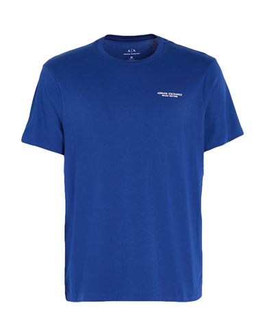 Armani Exchange Man T-shirt Blue Size L Cotton In Blue