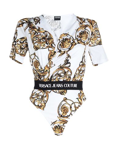 Versace Jeans Couture Woman Bodysuit White Size 8 Cotton, Polyester
