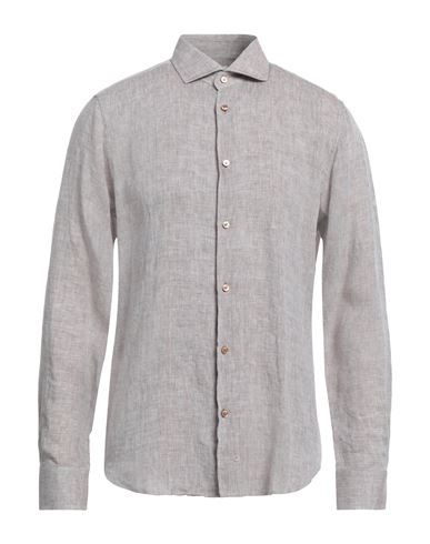 Borsa Man Shirt Khaki Size 15 ¾ Linen In Gray