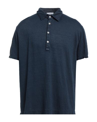 Boglioli Man Polo Shirt Midnight Blue Size M Linen