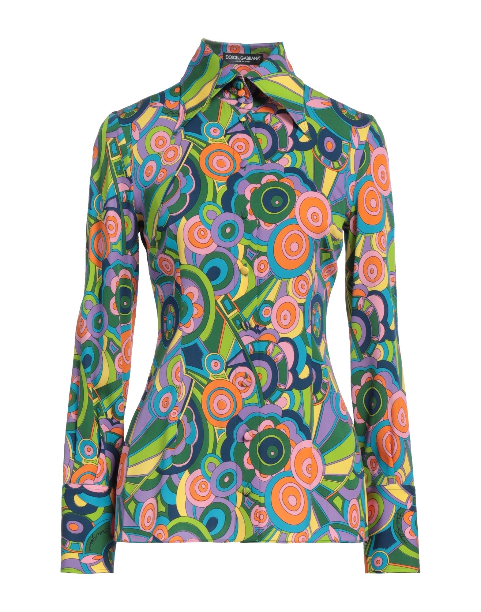 Dolce & Gabbana Woman Shirt Green Size 8 Silk, Elastane