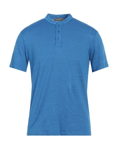 Daniele Fiesoli Man T-shirt Azure Size L Linen, Elastane In Blue