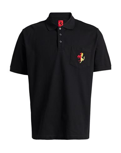 Ferrari Man Polo Shirt Black Size Xxl Cotton