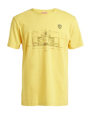 Scuderia Ferrari Man T-shirt Yellow Size Xl Cotton