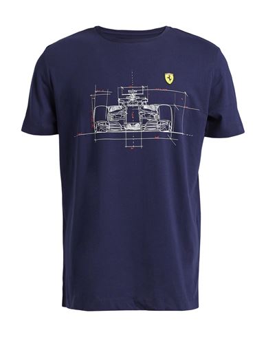 Scuderia Ferrari Man T-shirt Navy Blue Size L Cotton
