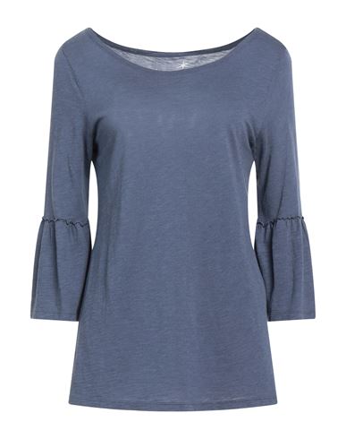 Juvia Woman T-shirt Slate Blue Size L Cotton, Viscose