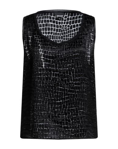 Just Cavalli Woman Top Black Size 10 Polyester, Viscose