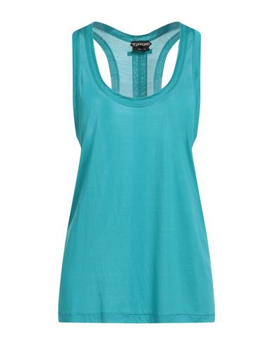 Tom Ford Woman Tank Top Turquoise Size 4 Silk In Blue