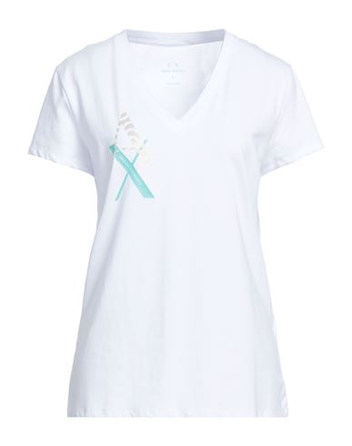 Armani Exchange Woman T-shirt White Size S Cotton, Elastane