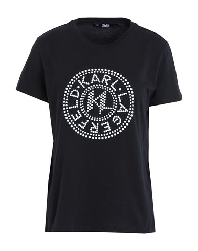 Karl Lagerfeld Hotfix Logo T-shirt Woman T-shirt Black Size Xs Organic Cotton