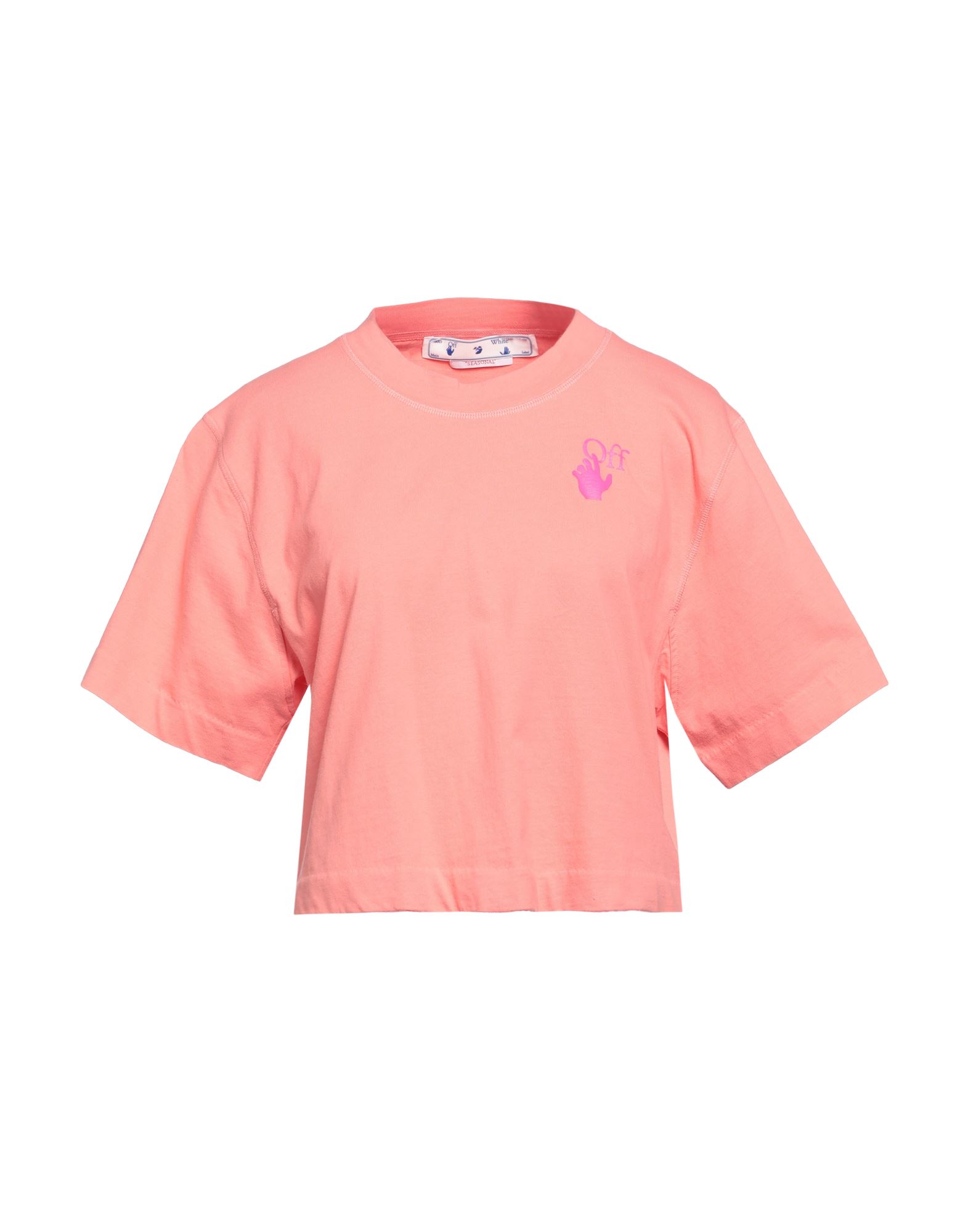 Off-white Woman T-shirt Coral Size Xxs Cotton In Pink